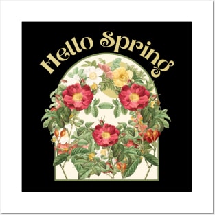 Hello Spring Vintage Botanical Flowers Posters and Art